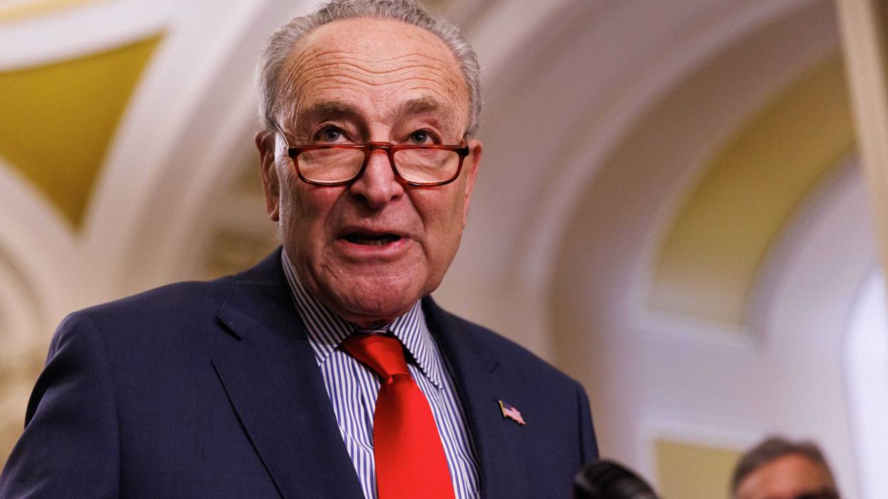 Senate Democratic Leader Chuck Schumer speaks to the media during a weekly press conference in the Capitol Building in Washington DC, on Tuesday, March 12, 2024