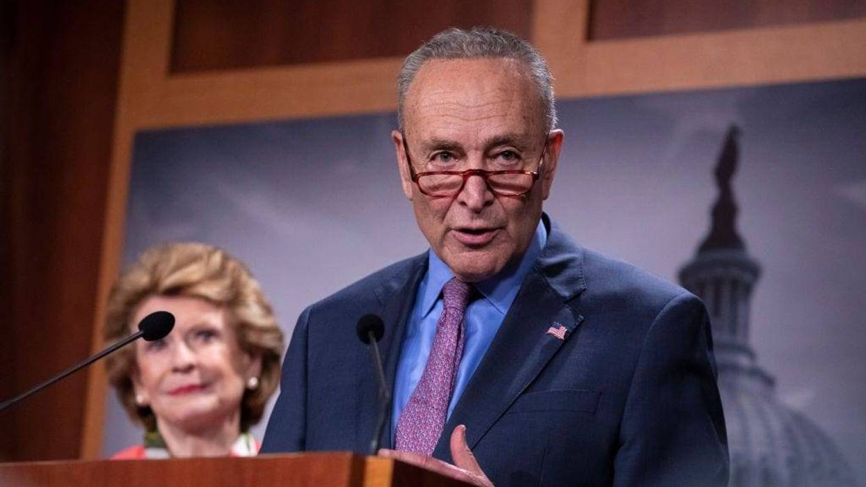 Senate Majority Leader Charles Schumer (D-NY) responds to reporters questions during a press conference following the weekly Democratic Party luncheon on July 26, 2022 at the U.S. Capitol in Washington, D.C.
