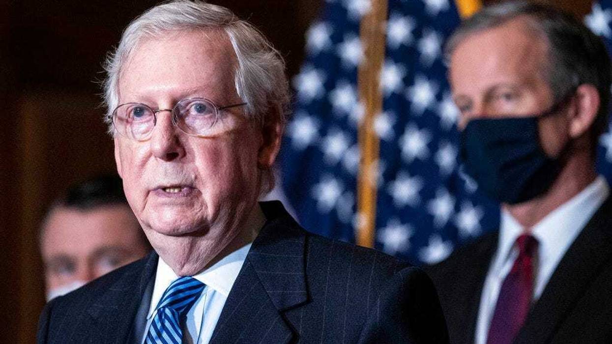 Senate Majority Leader Mitch McConnell of Kentucky, speaks during a news conference following a weekly meeting with the Senate Republican caucus, Tuesday, Dec. 8. 2020 at the Capitol in Washington. (Sarah Silbiger/Pool via AP)