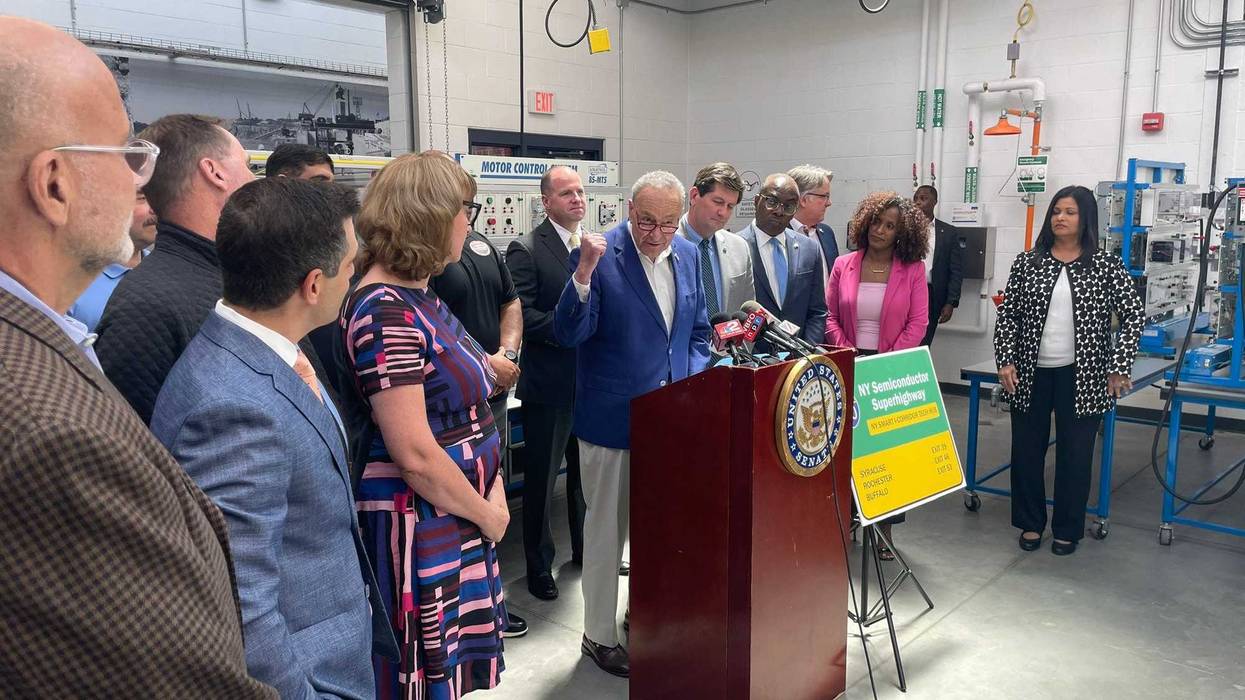 Senator Chuck Schumer in Buffalo to announce $40 million in tech funding for the Buffalo-Rochester-Syracuse tech hub region. Buffalo was the first in the country to receive such a designation.