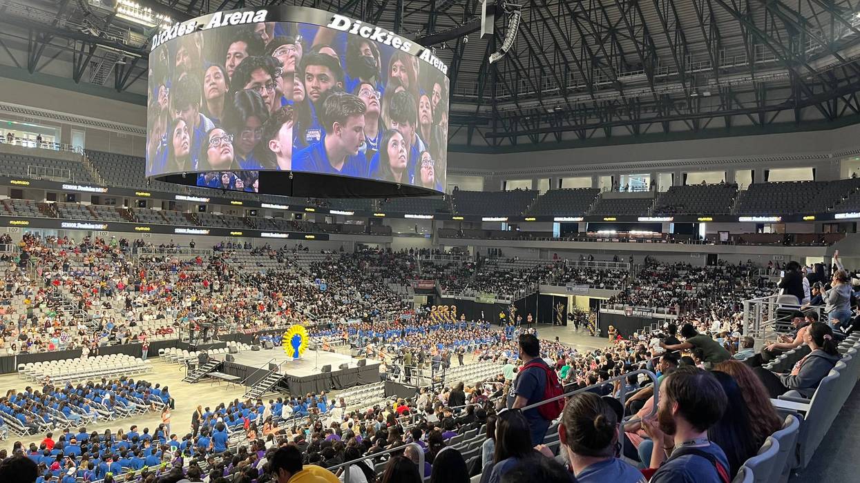Seniors at Uplift Education campuses around North Texas announced their college plans at Dickies Arena in Fort Worth, Texas on May 22, 2023.