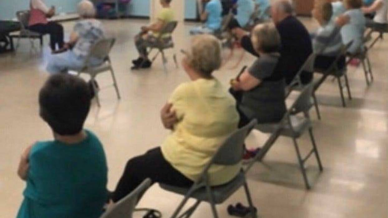 Seniors participating in the "Just Move" class, before it was moved online due to the pandemic.