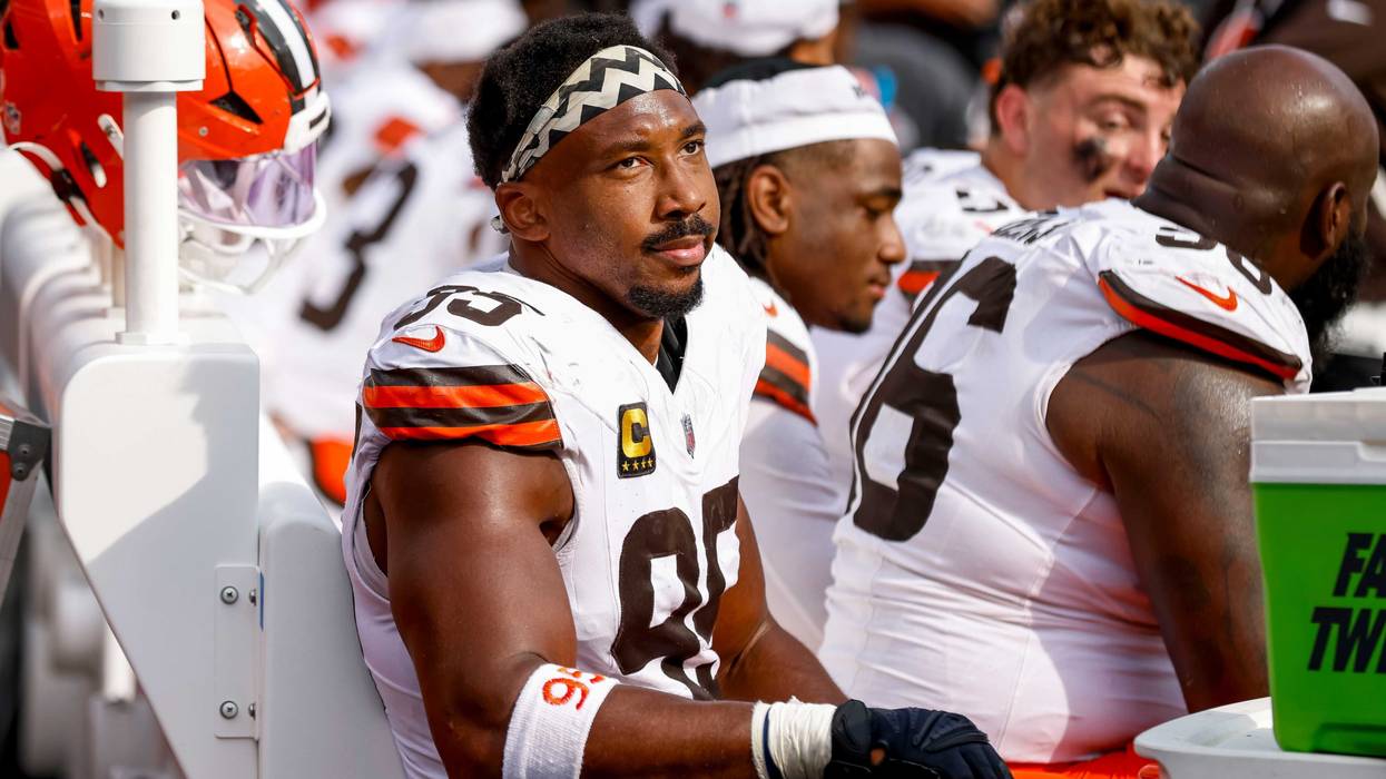 Sep 14, 2025; Baltimore, Maryland, USA; Cleveland Browns defensive end Myles Garrett (95) after the game against the Baltimore Ravens at M&T Bank Stadium.