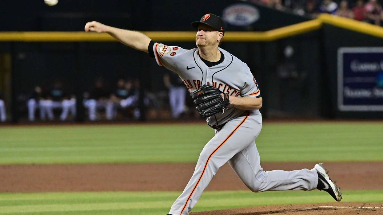 Sep 19, 2023; Phoenix, Arizona, USA; San Francisco Giants starting pitcher Alex Cobb (38) throws in the first inning against the Arizona Diamondbacks at Chase Field.