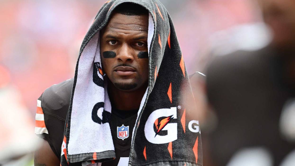 Sep 22, 2024; Cleveland, Ohio, USA; Cleveland Browns quarterback Deshaun Watson (4) walks off the field before the game between the Browns and the New York Giants at Huntington Bank Field.