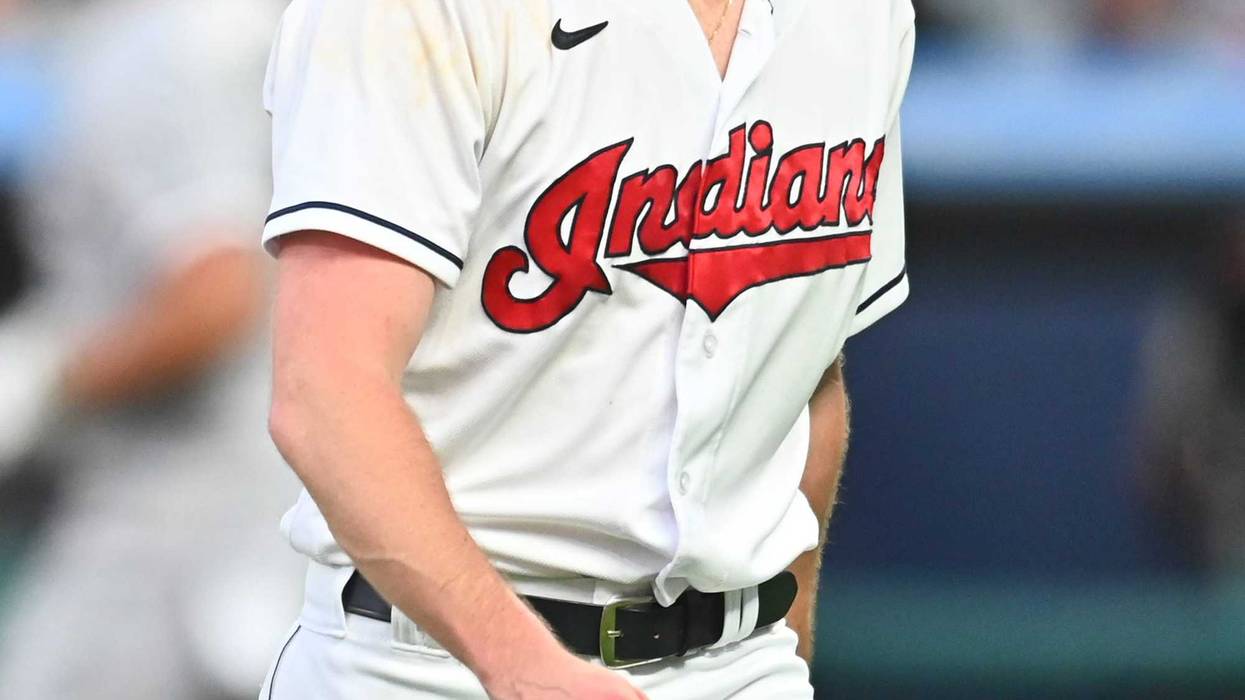 Sep 24, 2021; Cleveland, Ohio, USA; Cleveland Indians starting pitcher Shane Bieber (57) walks off the mound during the first inning against the Chicago White Sox at Progressive Field.