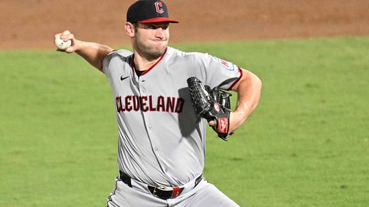 Sep 5, 2025; St. Petersburg, Florida, USA; Cleveland Guardians starting pitcher Gavin Williams (32) throws a pitch in the second inning against the Tampa Bay Rays at George M. Steinbrenner Field.