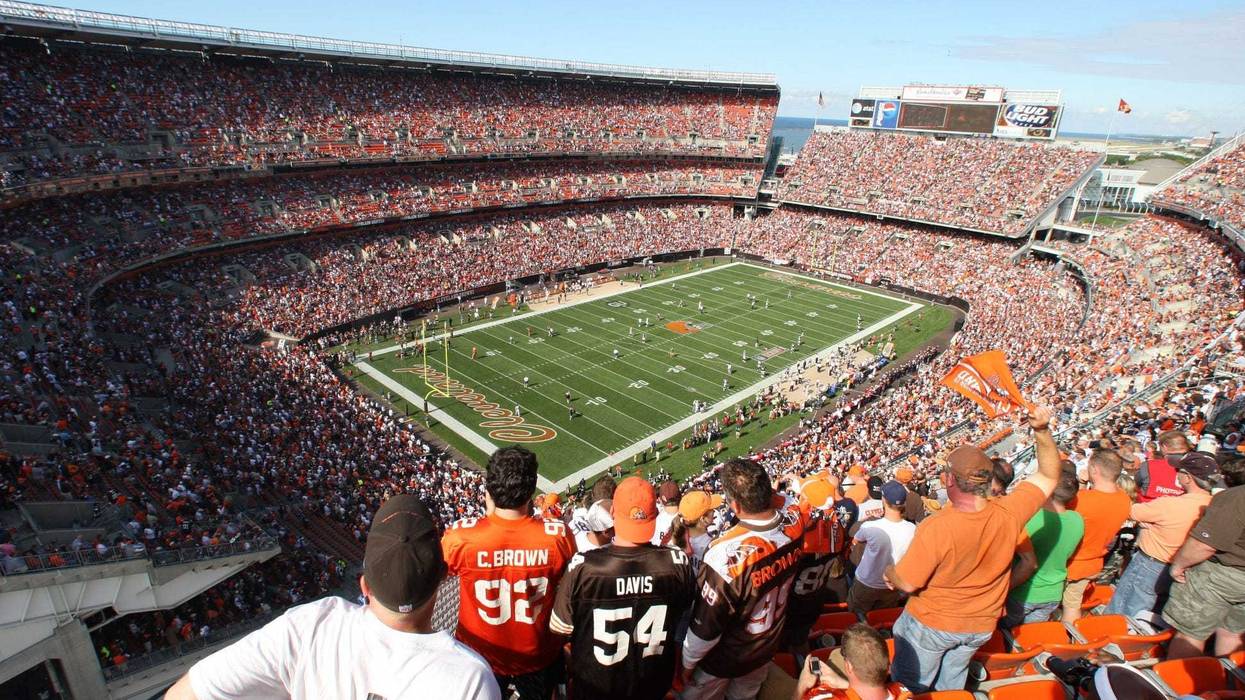 Sep 7, 2008; Cleveland, OH, USA; An aerial view pregame of the Dallas Cowboys against the Cleveland Browns at Cleveland Browns Stadium. The Cowboys beat the Browns 28-10.