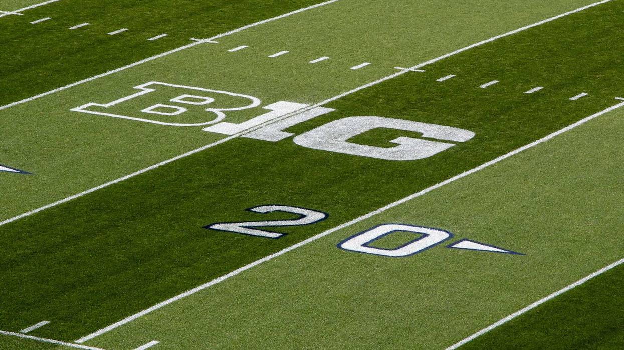 Sep 7, 2019; University Park, PA, USA; A general view of the Big Ten logo prior to the game between the Buffalo Bulls and the Penn State Nittany Lions at Beaver Stadium. Mandatory Credit: Matthew O'Haren-USA TODAY Sports