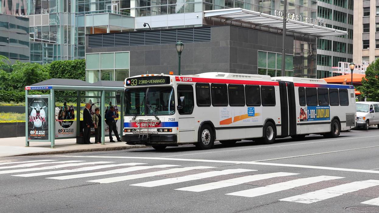 SEPTA bus route 33 riding down the street
