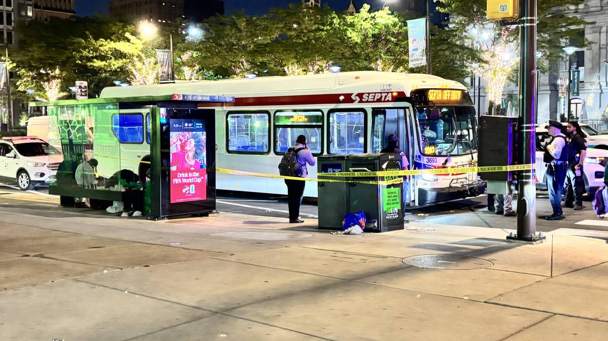 SEPTA bus surround by caution tape
