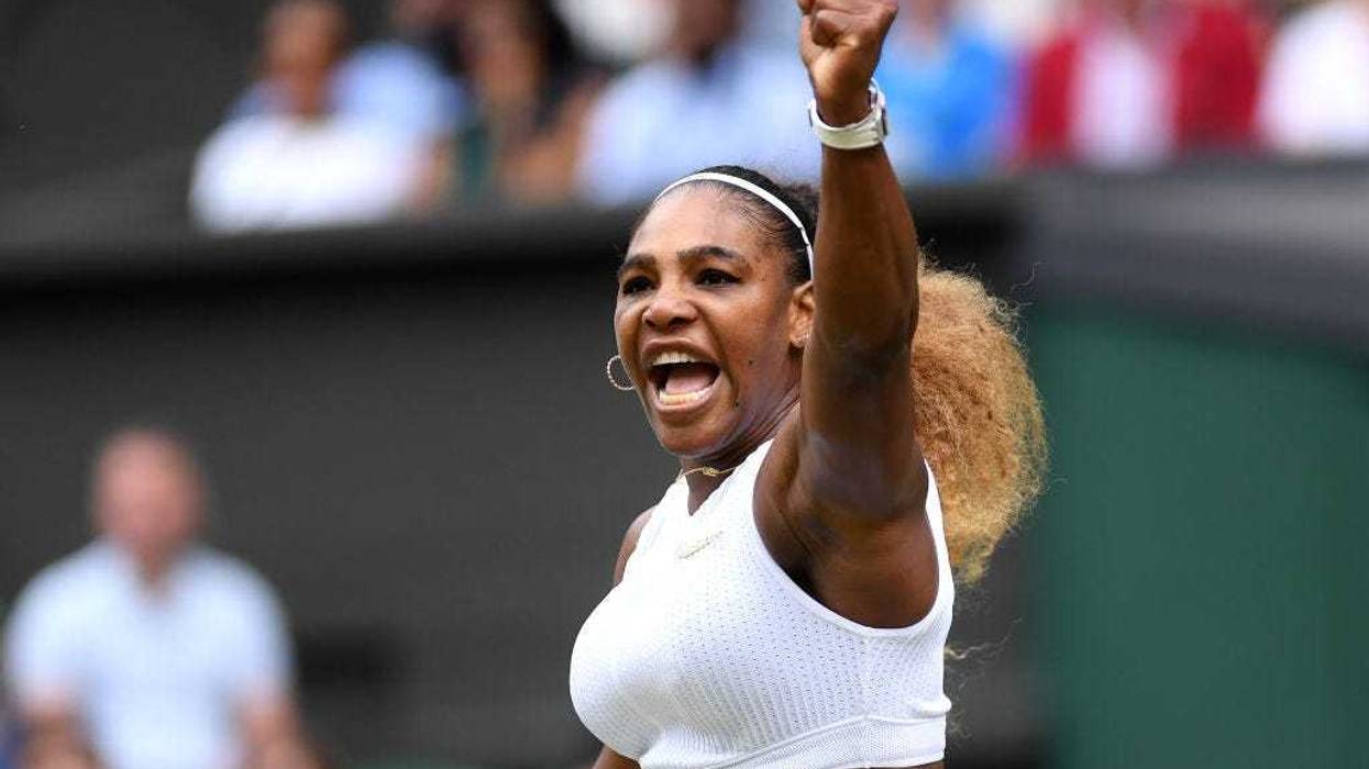 Serena Williams celebrates after match point against Anastasija Sevastova of Latvia in a women's semifinal match on Sept. 6, 2018, at the U.S. Open at USTA Billie Jean King National Tennis Center.