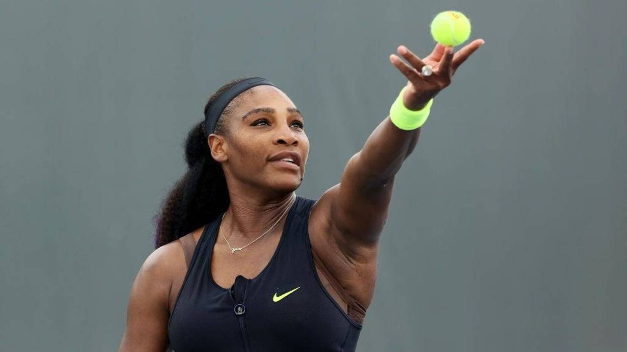 Serena Williams serves during her match against Venus Williams during Top Seed Open - Day 4 at the Top Seed Tennis Club on August 13, 2020 in Lexington, Kentucky.