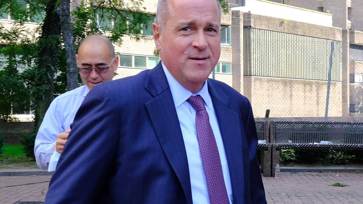 Sergeants Benevolent Association President Ed Mullins arrives at NYPD headquarters on Sept. 8, 2021.