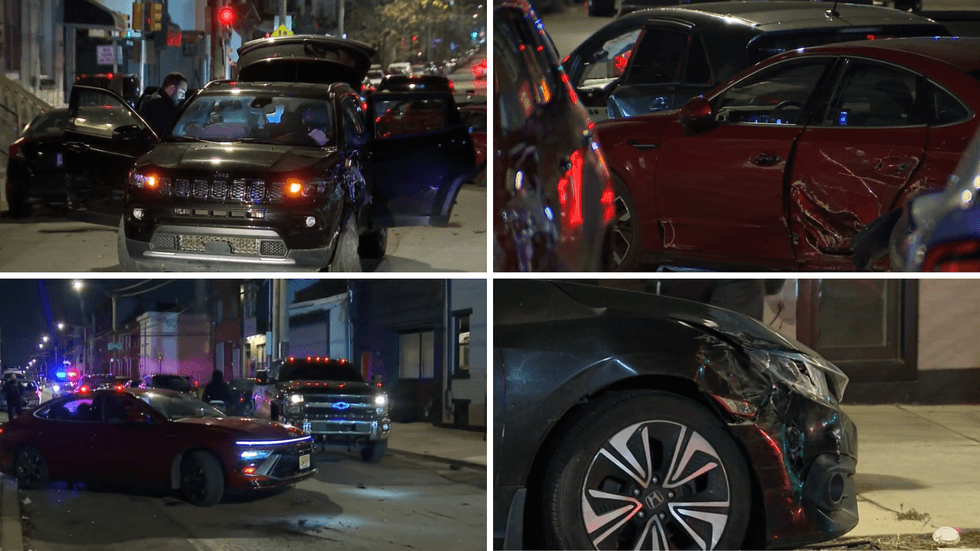 Several cars damaged along the 2700 block of Oxford Street around 8 p.m. on Dec. 6, 2025.