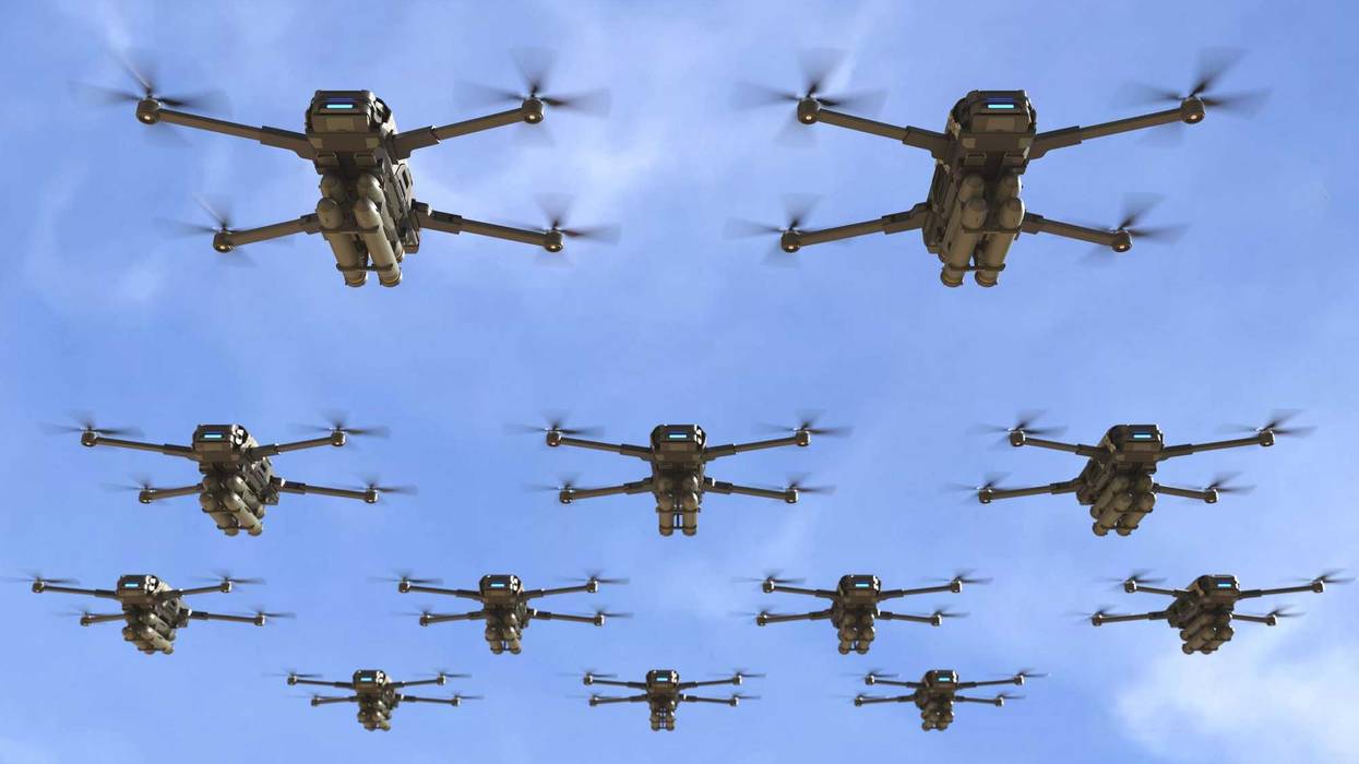 Several drones flying