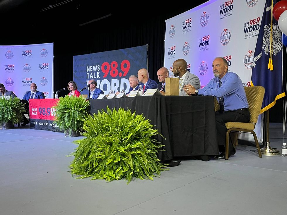 Several of the candidates speaking at the Spartanburg County Sheriffs debate