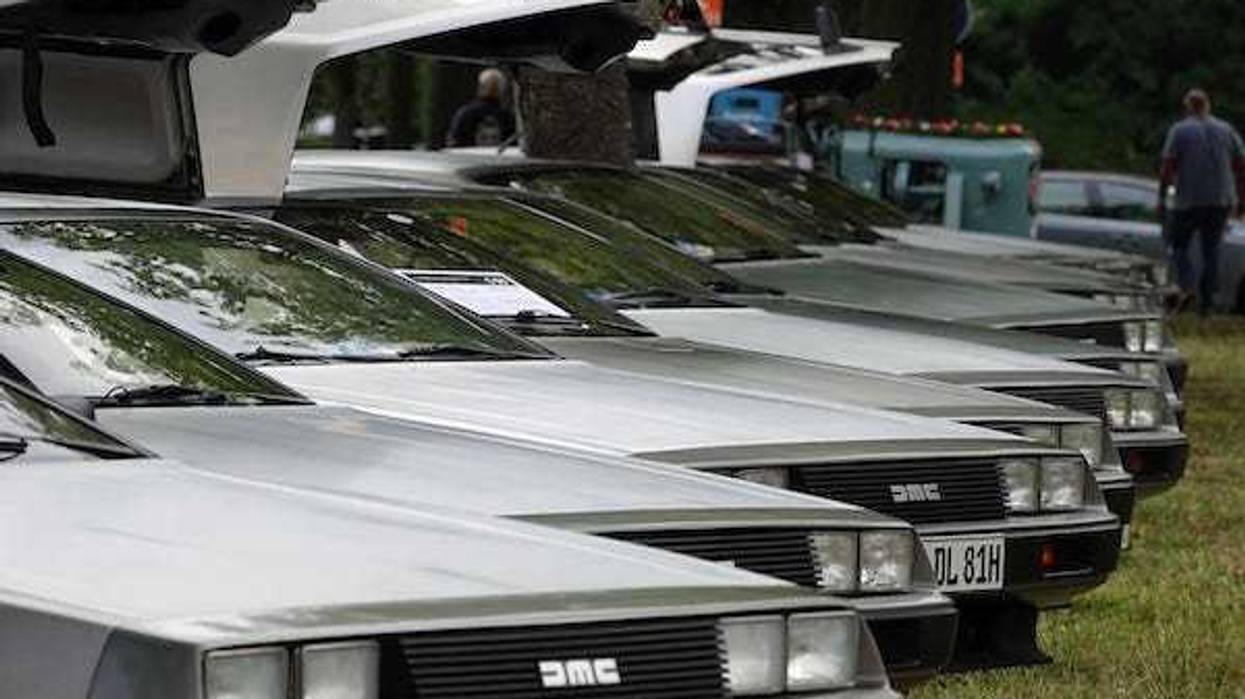 Several of the DeLorean DMC-12s familiar from the "Back to the Future" film series are on display at the "Classic Days"