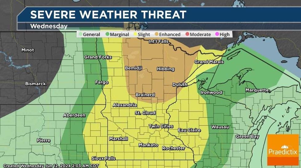 Severe weather risk Wednesday in Minnesota