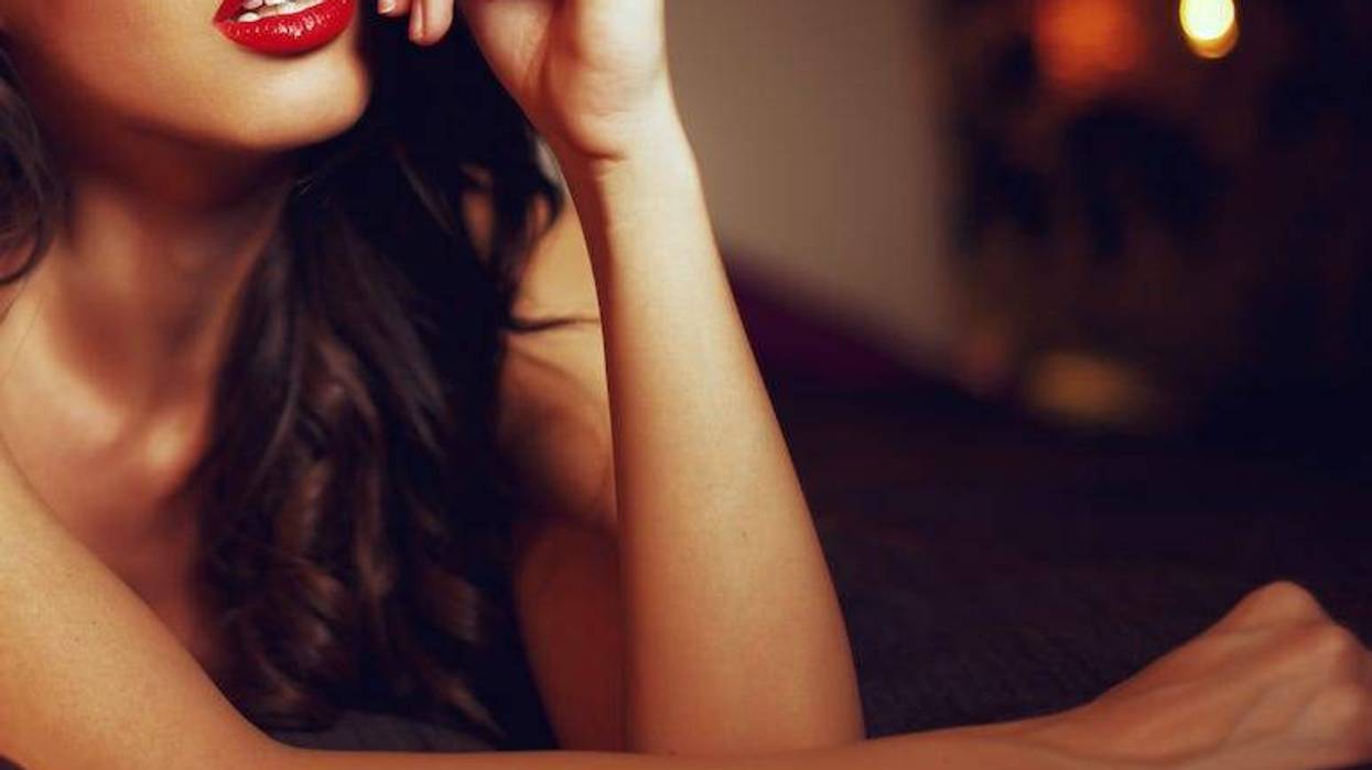 Sexy woman with red lips