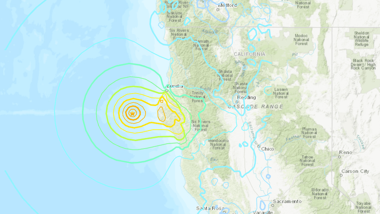 Shake map of California by the US Geological Survey of the earthquake.
