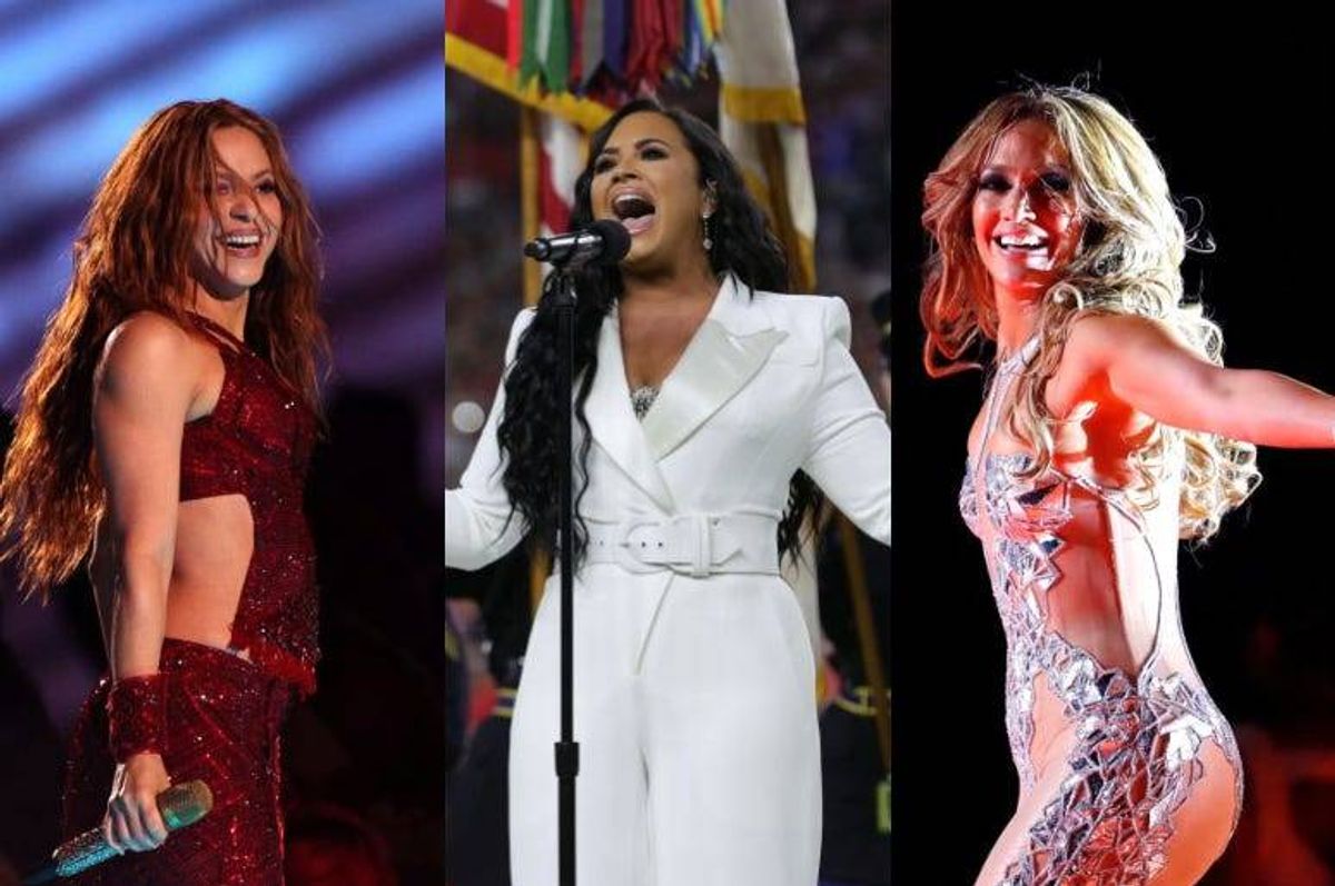 Shakira, Demi Lovato, Jennifer Lopez at Super Bowl 2020
