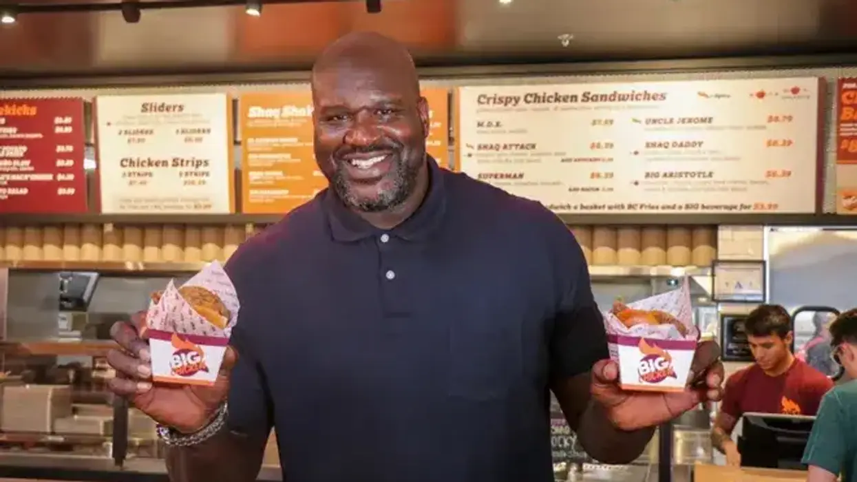 Shaq with Big Chicken food