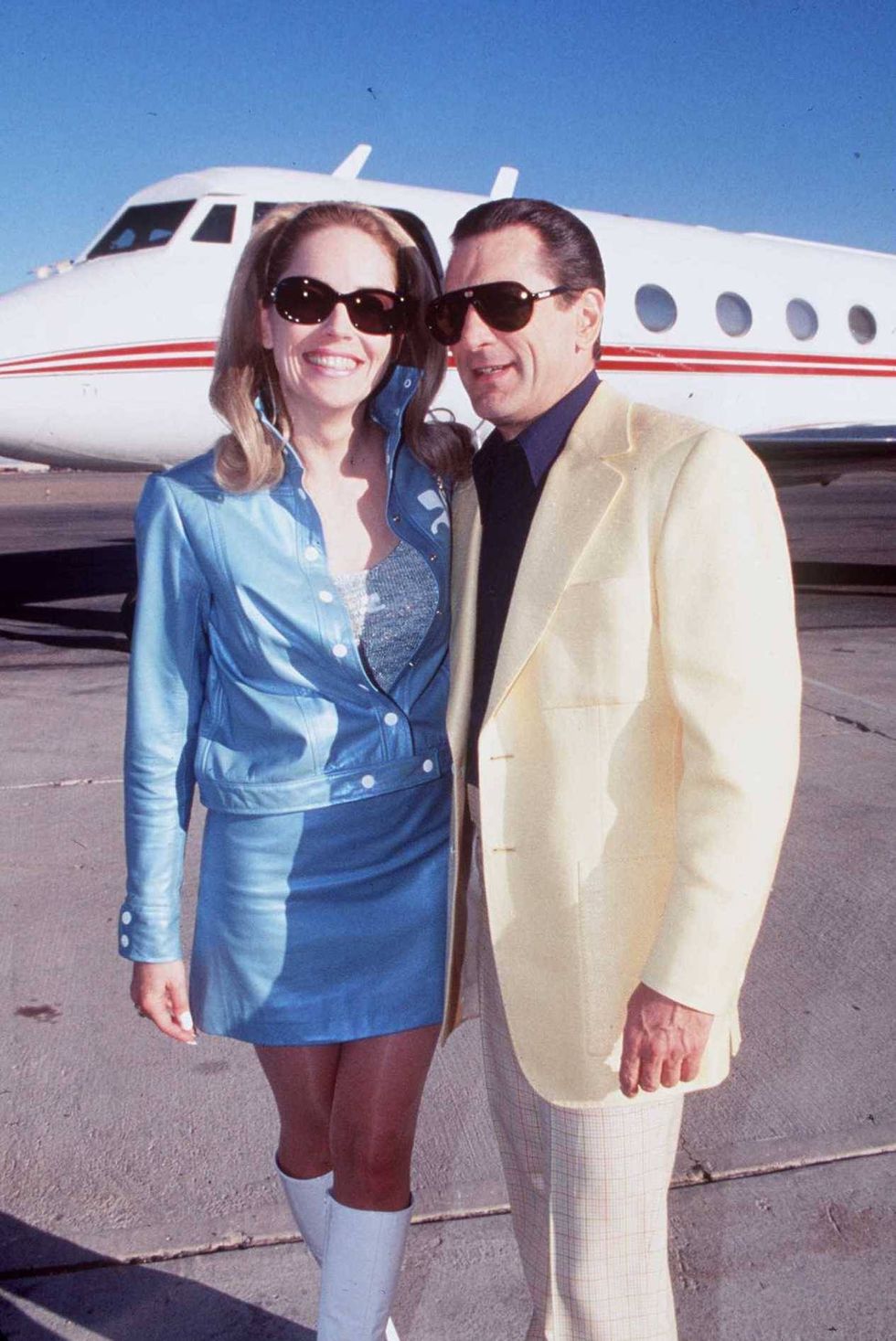 Sharon Stone and Robert De Niro on the set of