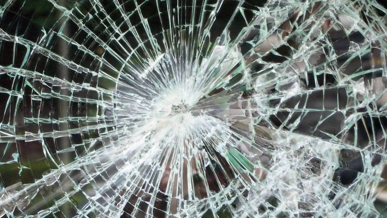 Shattered glass from heavy accident - stock photo