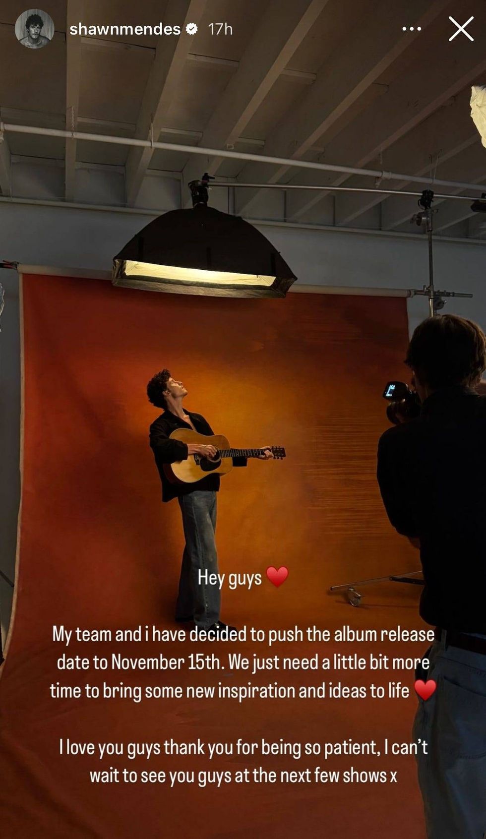 Shawn Mendes IG story