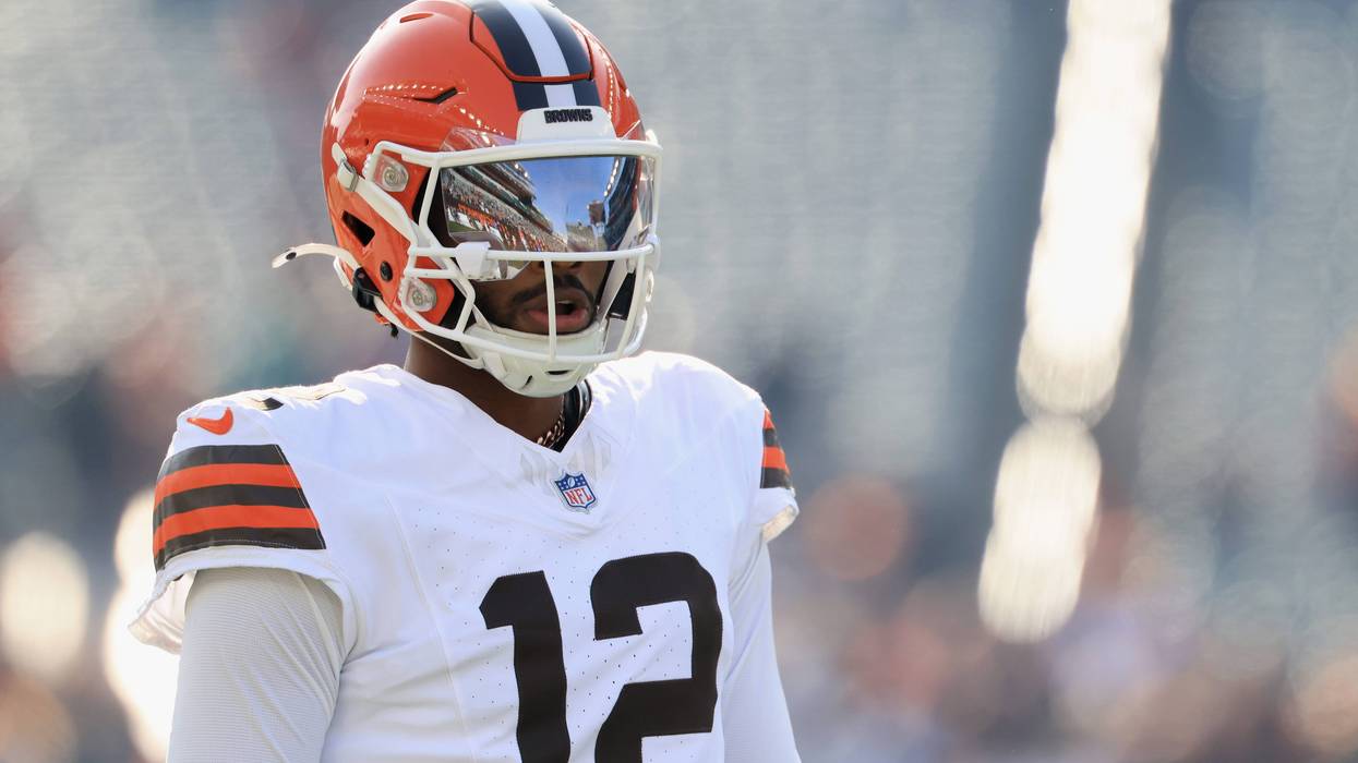 Shedeur Sanders #12 of the Cleveland Browns looks on prior to the game against the Cincinnati Bengals at Paycor Stadium on January 04, 2026 in Cincinnati, Ohio.