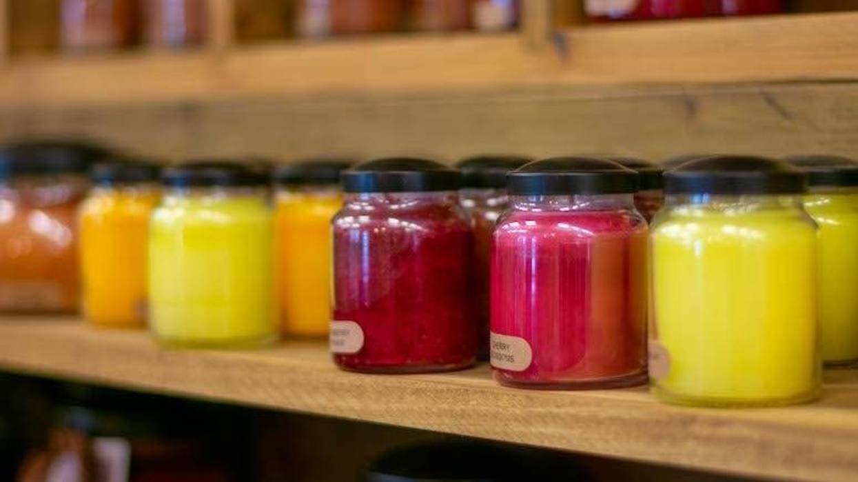 Shelf full of candles