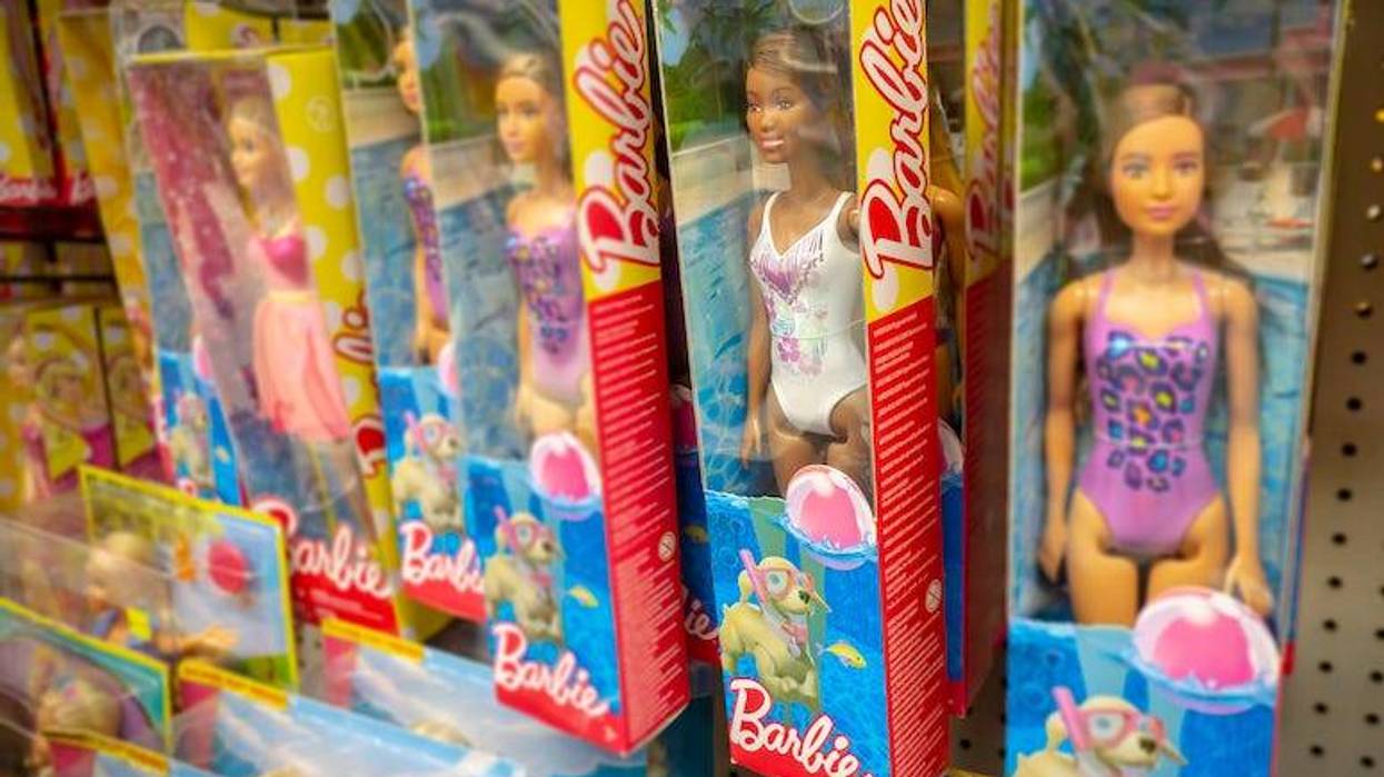 Shelf of Mattel Barbie Dolls in store