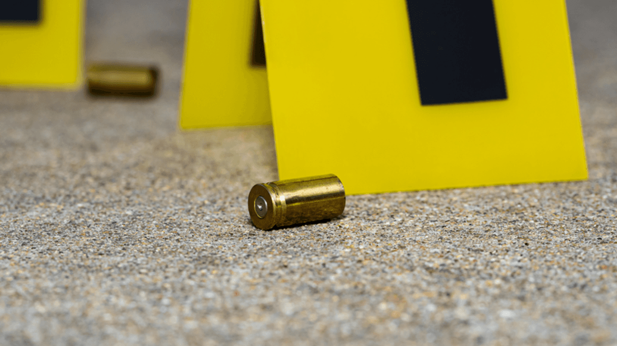 Shell casings and markers at a shooting investigation