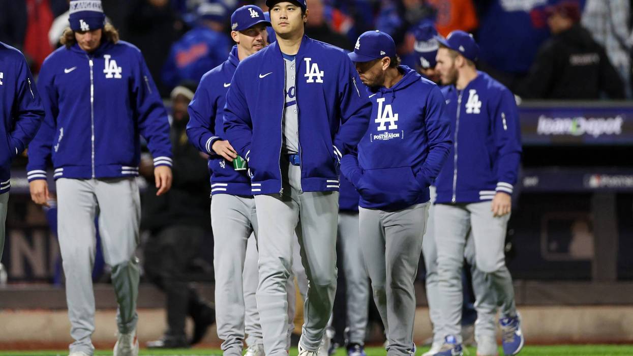Shohei Ohtani #17 of the Los Angeles Dodgers walks across the field after beating the New York Mets 8-0 in Game Three of the National League Championship Series at Citi Field on October 16, 2024 in New York City.