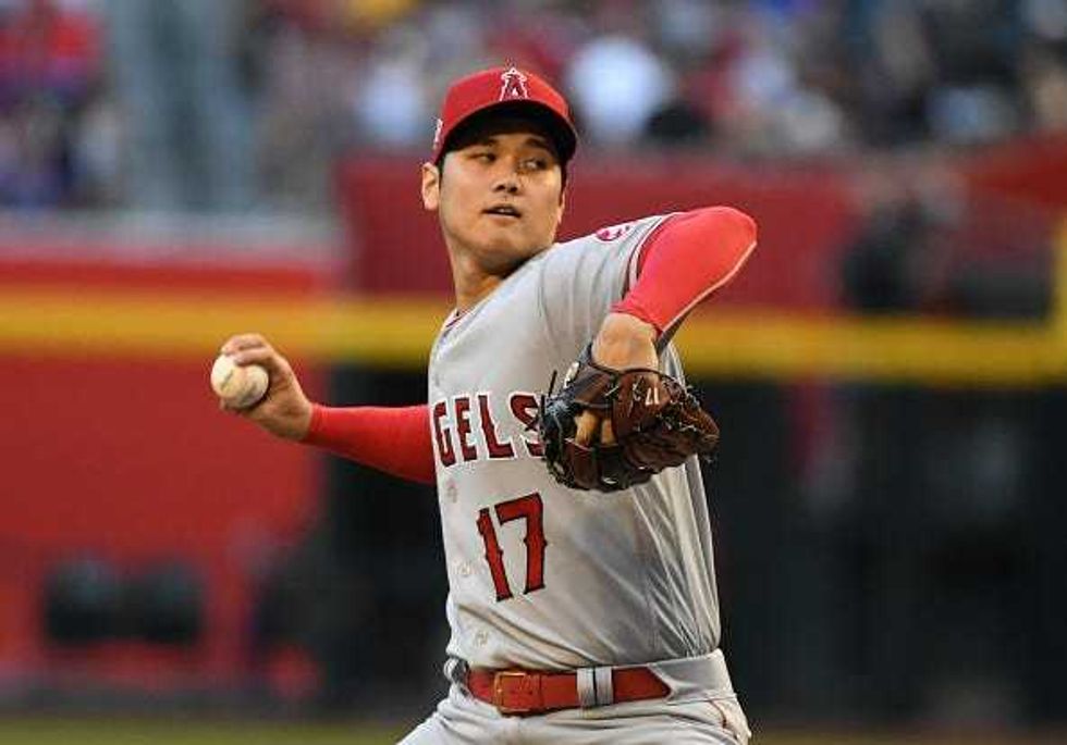 Shohei Ohtani pitches for the Angels