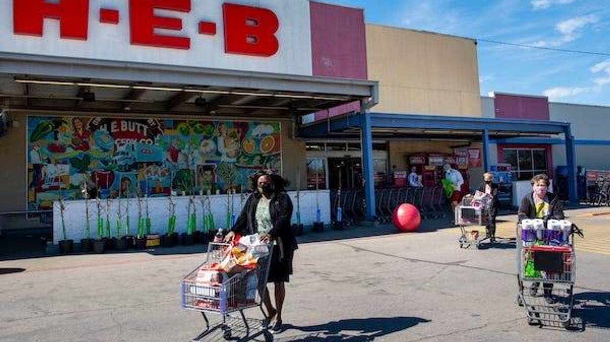 Shoppers leave an H-E-B in Austin, Texas