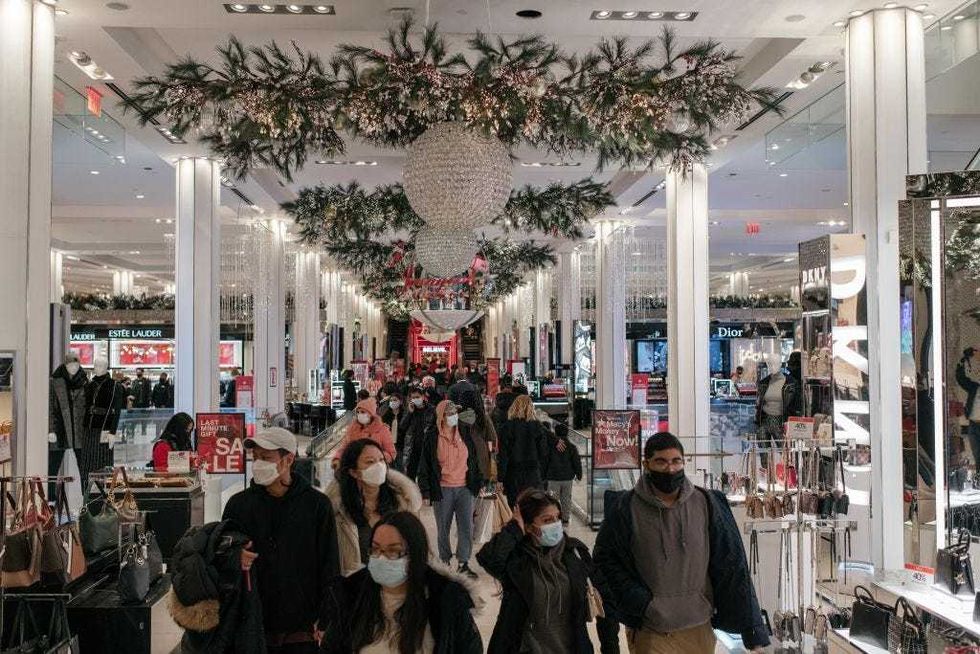 Shoppers wear face masks at Macy