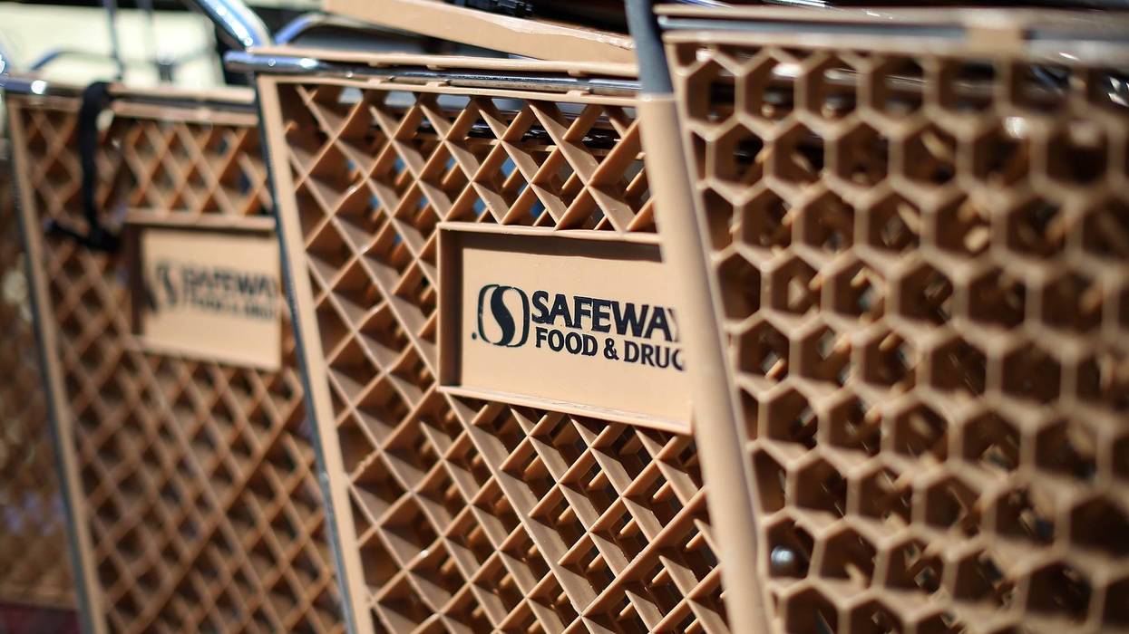 Shopping carts are seen in front of a Safeway store on February 21, 2013 in San Anselmo, California.