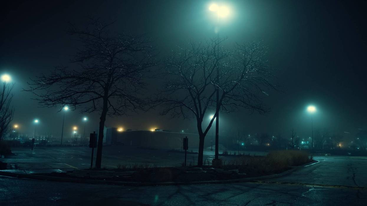 shopping center parking lot night