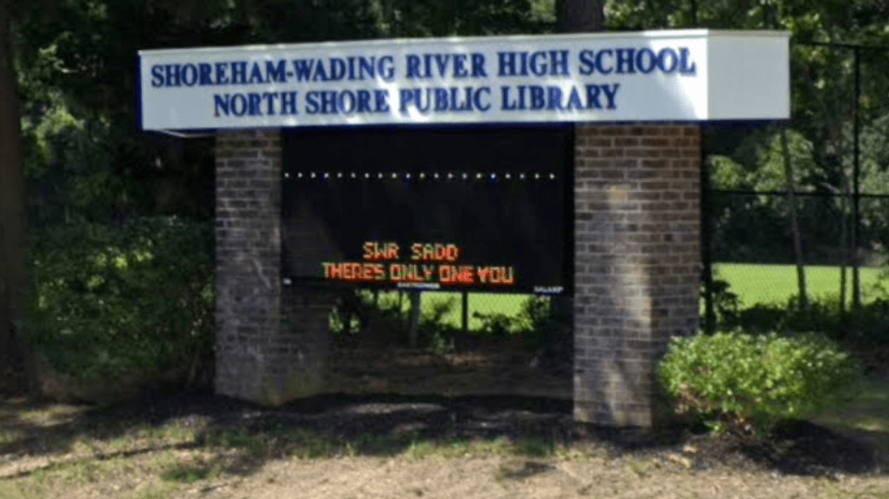Shoreham-Wading River High School, where three swastikas were discovered on desks.