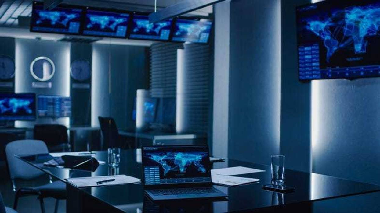 Shot of the System Control Monitoring Room. Empty Government Emergency Operations Center.