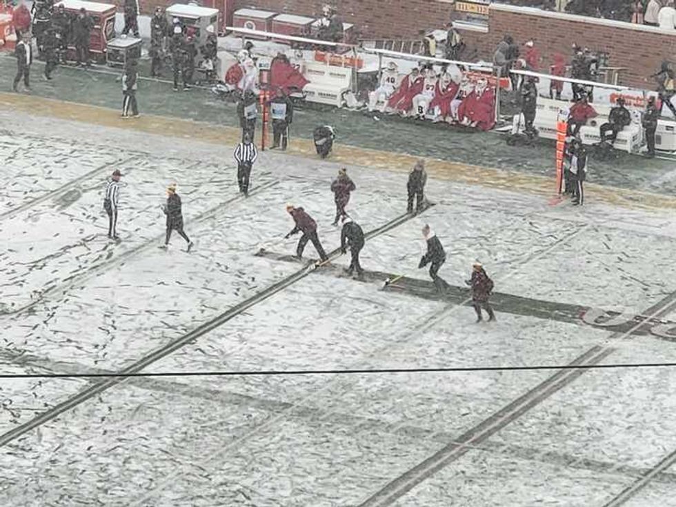 Shovel crews at Huntington Bank Stadium