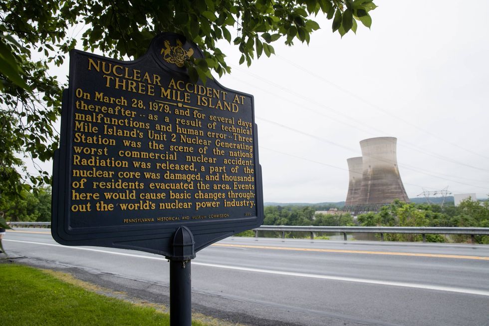 Shown are the unit 2 cooling towers at the Three Mile Island nuclear power plant in Middletown, Pa., May 22, 2017.