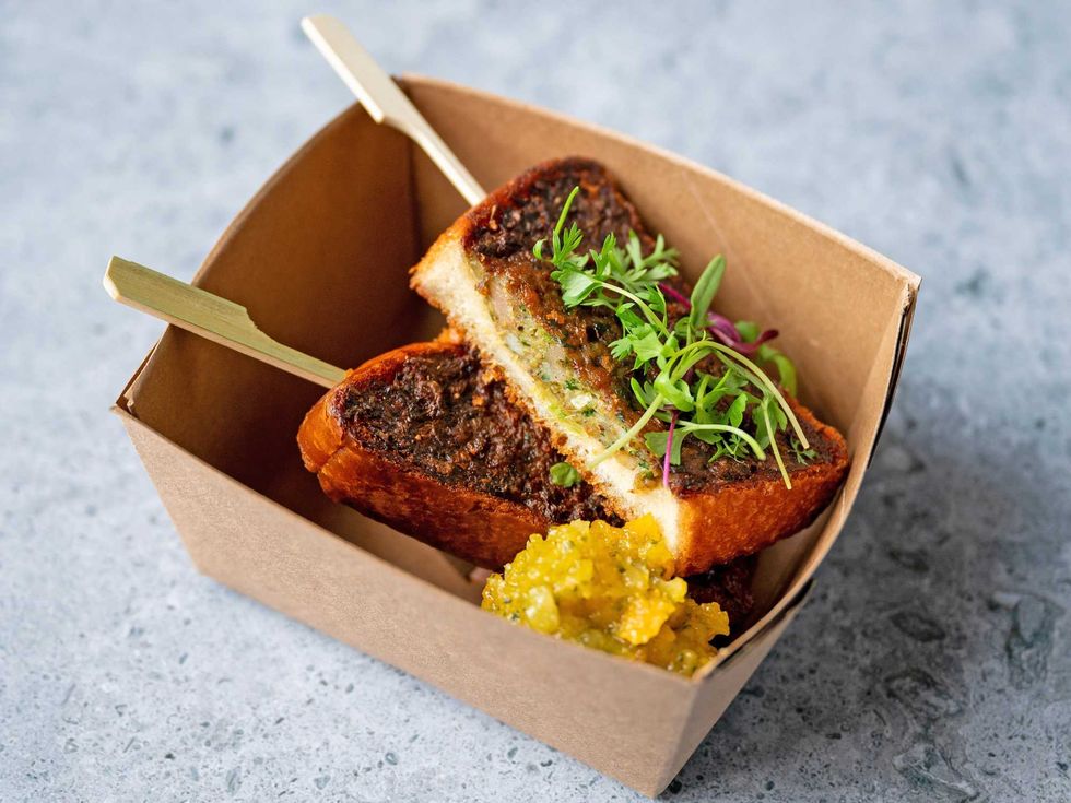 Shrimp and Pork Toast on a Stick from Union Hmong Kitchen.