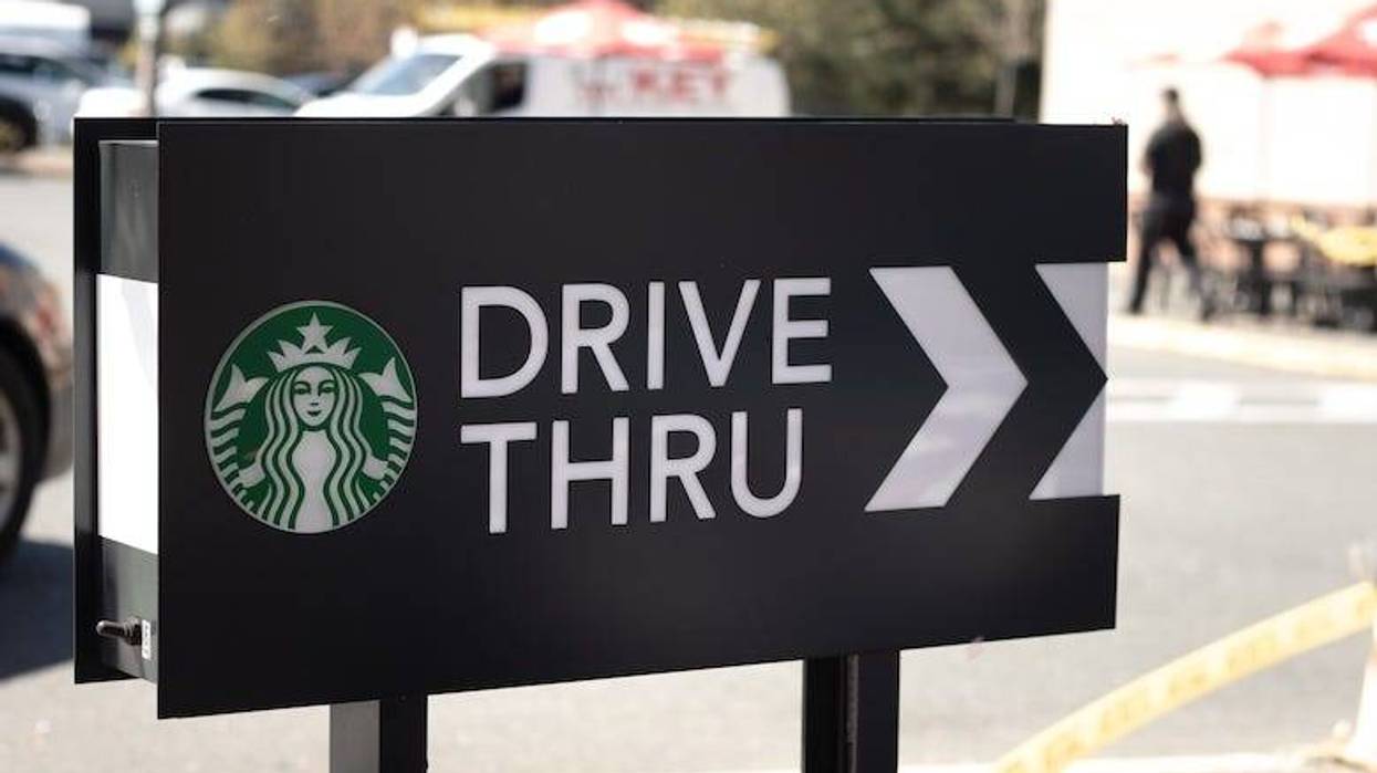 Sign at a Starbucks drive-thru