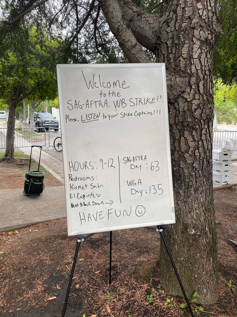 Sign right near the SAG-AFTRA set up that breaks down the picketing for the day.
