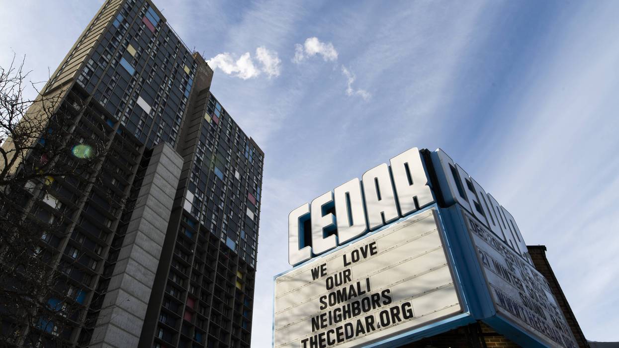  Signage outside the Cedar Cultural Center says "We Love Our Somali Neighbors" on December 4, 2025 in Minneapolis, Minnesota.