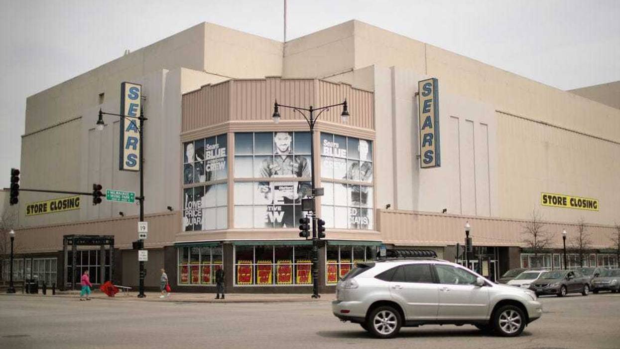Signs advertise the closing of a Sears store on May 3, 2018 in Chicago, Illinois. The store, which opened in 1938, is the city's last remaining Sears store. Sears opened its first retail store in Chicago in 1925.