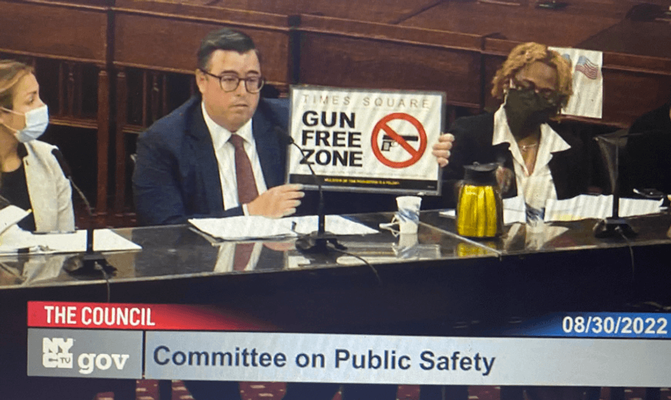 Signs reading "gun free zone" will be put up for people to see as they enter Times Square, officials said